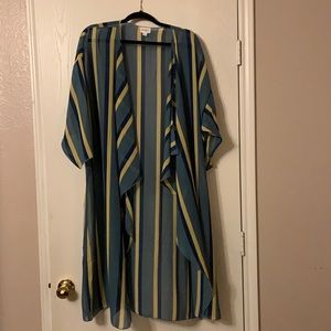 NWT Lularoe Shirley teal blue stripe large
